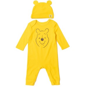 Disney Winnie the Pooh 101 Dalmatians Lion King Mickey Mouse Minnie Mouse Baby Snap Coverall and Hat Newborn to Infant - 1 of 4