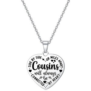 Side by Side Heart Pendant Necklace Personalized Engraved Jewelry Gift - 1 of 4