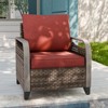 EAGLE PEAK Patio Chair Curved Armrest, Rattan Patio Furniture, 1 Chair, Brown/Red - 2 of 4