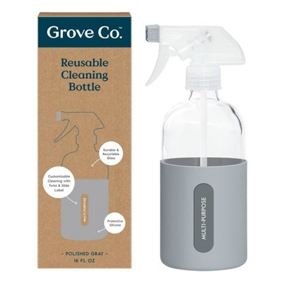 Grove Co. Reusable Cleaning Glass Spray Bottle with Silicone Sleeve - Polished Gray - 1ct