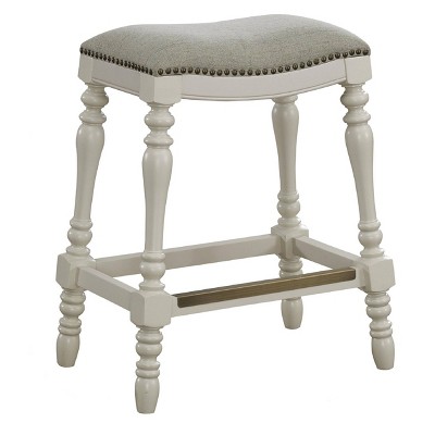 Comfort Pointe Hampton Counter Height Barstool White: Beige Linen Look ...