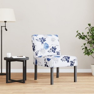 vidaXL Slipper Chair Blue Flower Fabric - 1 of 4
