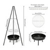 SEVOBAL Grill Cookware Campfire Tripod Adjustable Height with Fire Bowl, Heavy-Duty Steel for Camping, Backyard BBQs, Black, 18.11"*18.11"*59.45" - 2 of 4