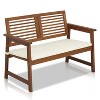 HOMLUX Outdoor 2-Seat Garden Bench Porch Chair with Removable Cushion, Weatherproof - 2 of 4
