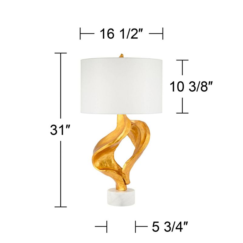 Possini Euro Design Hera Modern Vintage Glam Table Lamp 31" Tall Sculptural Rose Gold White Shade Bedroom Living Room Bedside Nightstand Office Kids, 4 of 10