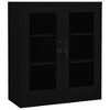 vidaXL Black Office Cabinet - Steel Construction - Tempered Glass Doors - Lockable - 2 Adjustable Shelves - Scandinavia Style - 2 of 4