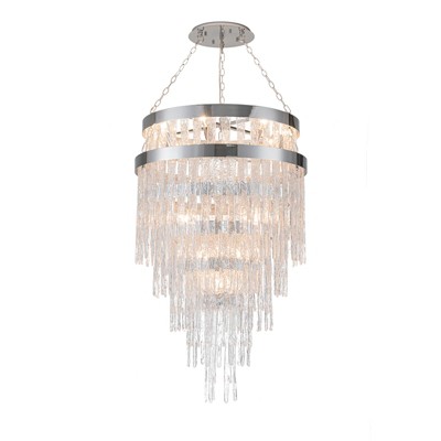LLHZSY 28" Wide Multi-layer Icicle Crystal Chandelier 15-Light Fixture for Dining Room Living Room-Chrome
