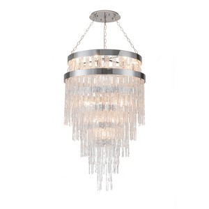 LLHZSY 28" Wide Multi-layer Icicle Crystal Chandelier 15-Light Fixture for Dining Room Living Room-Chrome - 1 of 4