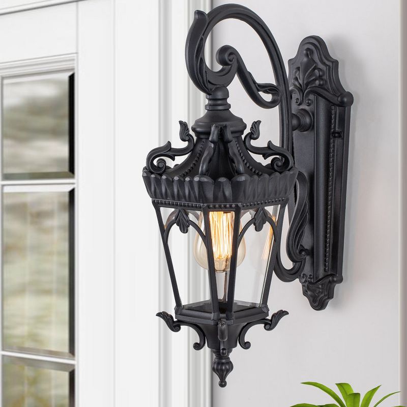 C Cattleya 1-Light Matte Black Die-cast Aluminum Outdoor Wall Lantern Sconce with Clear Tempered Glass, 2 of 8