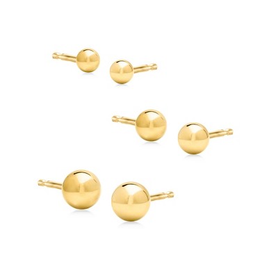 RS Pure by Ross-Simons 14kt Yellow Gold Jewelry Set: 3 Pairs Of 3-5mm Ball Stud Earrings