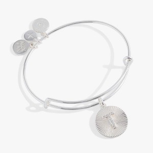 Alex and Ani Initial T Pave Starburst Texture Bangle - 1 of 3