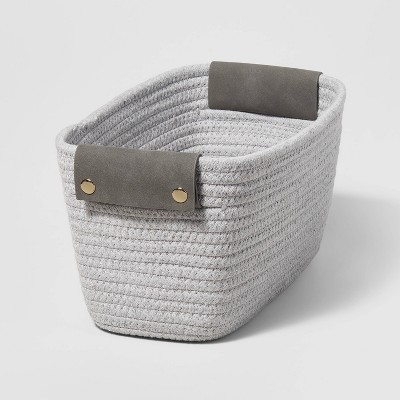 Small Oval Decorative Coiled Rope Basket Gray - Brightroom™