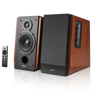 Edifier® 66-Watt Continuous-Power Amplified Bluetooth® 2.0 Bookshelf Speaker System with Sub Out and Remote, R1700BTs, 2 Count in Brown - 1 of 4