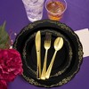 Smarty Had A Party 10" Black with Gold Vintage Rim Round Disposable Plastic Dinner Plates (120 Plates) - image 4 of 4
