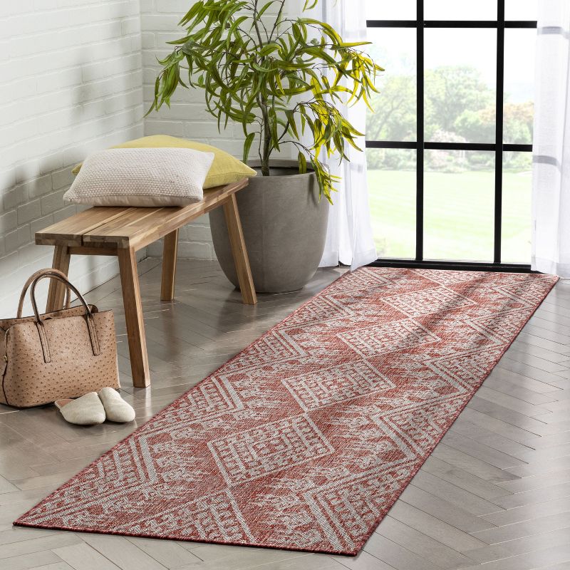 Well Woven Cascade Indoor OutdoorFlat Weave Pile Diamond Medallion Area Rug, 4 of 10