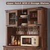 OKD 72" Bar Cabinet with Sliding Barn Door, Large Kitchen Buffet with Hutch w/Wine & Glasses Rack, 3 Drawers, 12 Storage Shelves - 4 of 4
