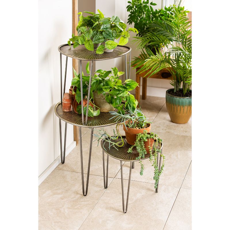 Evergreen Beautiful Leaf Shape Metal Nested Side Tables, Set of 3 - 21 x 21 x 19 Inches, 5 of 10