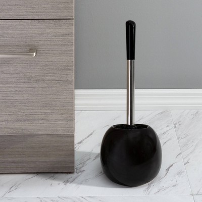 Black Ceramic Dome Toilet Brush and Holder Set