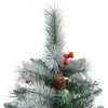 vidaXL Green and White Artificial Hinged Christmas Tree with Cones and Berries - PVC Material, 70.9 inches Height, Sturdy Metal Stand Included - 4 of 4