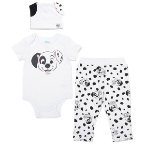 Disney Classics Winnie the Pooh Lion King Bambi Baby Bodysuit Pants and Hat 3 Piece Outfit Set Newborn to Infant - 1 of 4
