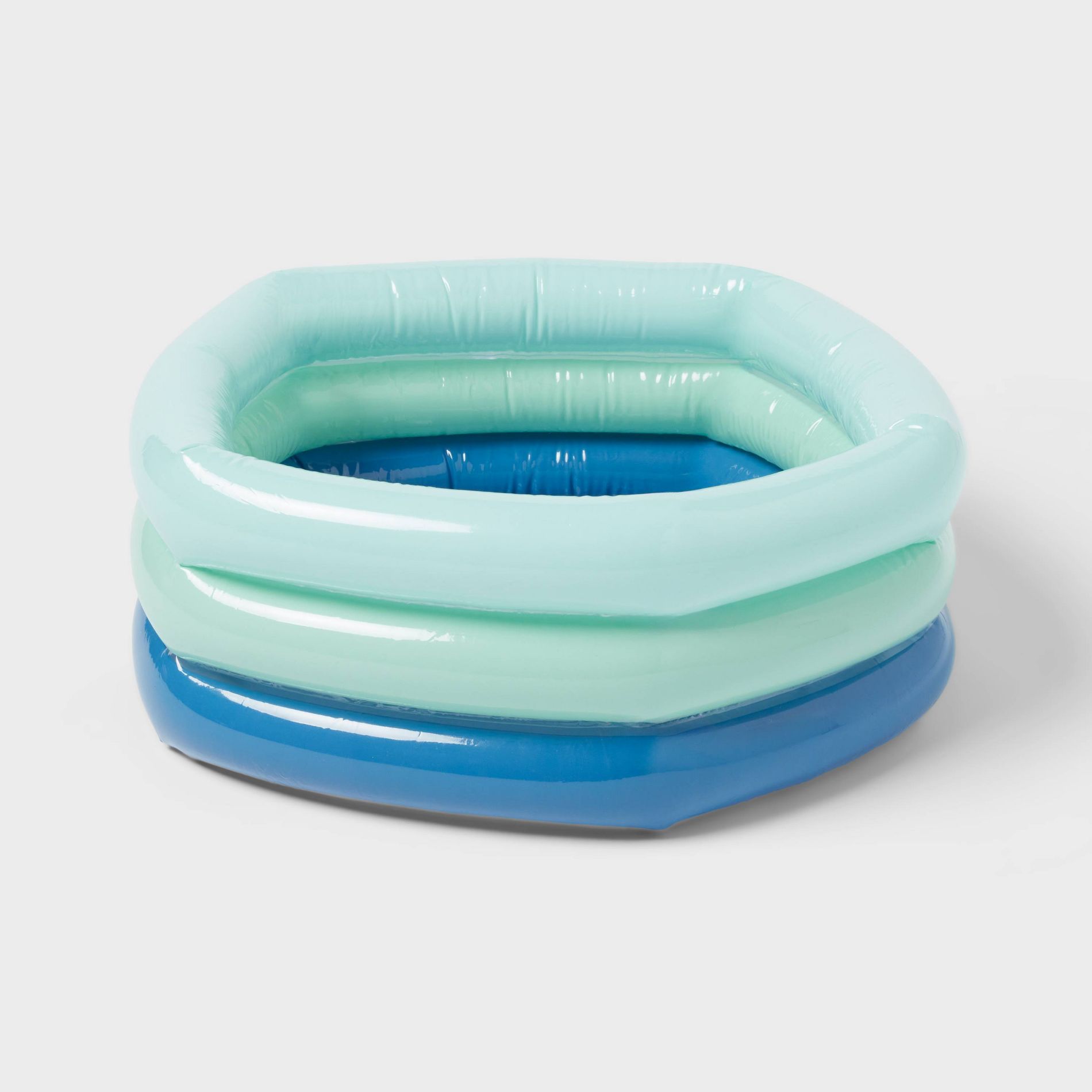 5.91'' x 1.97'' x 7.87'' Mini 3 Ring Pool 43 gal Oval Kiddie Pool Blue - Sun Squad™: Inflatable Kids Pool
