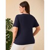 Clearlove Plus Size Shirt for Women Summer Tunic Top Casual Pleated Button Up T-Shirt - 3 of 4