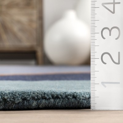 Blue Abstract Handmade Tufted Wool 8' x 10' Rug