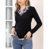 WhizMax Women's Long Sleeve Contrast Collared Shirts Patchwork Work Blouse Tunics Tops - 3 of 4