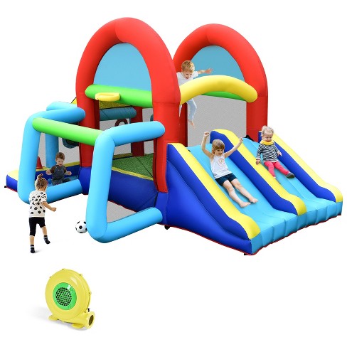 Tangkula Inflatable Bounce House 7-in-1 Kids Bouncer W/ Dual Slides ...