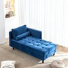 64" Velvet Chaise,Mid-Century Modern Chaise Furniture,Sleeper for Living Room,Apartment,Tool-Free Assembly. (Gray) - 2 of 4