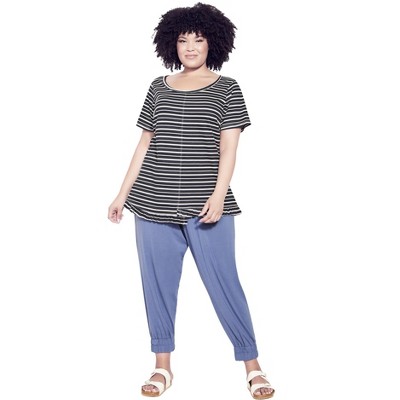 Avenue Women's Plus Size Mae Ruffle Stripe Top