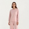 Anna-Kaci Lounge Women's 2-Piece Set Long Sleeve Crew Neck Top with Chest Pocket and Relaxed Fit Pants - 2 of 4