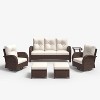 LayinSun Outdoor Patio Furniture Set, Brown Rattan Wicker Sectional Swivel Rocker Chairs Sets - 2 of 4
