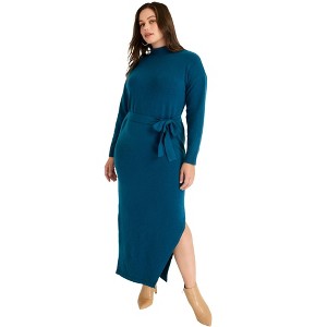 June + Vie by Roaman's Turtleneck Sweater Dress - 1 of 4