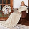 Coucheta Wearable Heated Blanket with Foot Pocket, Electric Snuggle Blanket w/ Sleeves, 6 Heat Levels, 2/4/8/10H Timer, Washable, Great Gift, Khaki - 2 of 4