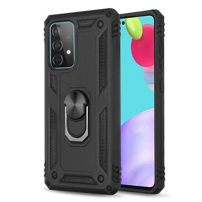 MyBat Anti-Drop Hybrid Protector Case (with Ring Stand) Compatible With Samsung Galaxy A52 5G - Black / Black