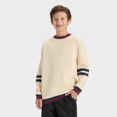 Boys' Rugby Striped Fleece Pullover Sweatshirt - art class™