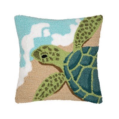 C&F Home Turtle Waves Coastal Hooked Pillow