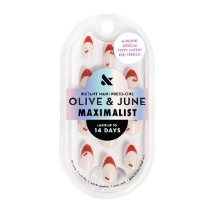 Olive & June Press-On Fake Nails - Maximalist - M Almond - Puffy Cherry Red French - 42ct - 1 of 4