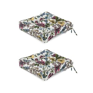 ARTPLAN Outdoor Seat Cushion, Square Thick Tufted Pure Chair Cushion for Patio Wicker Chair with Tie, Set of 2,19"x19"x5" - 1 of 2