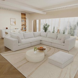 MAYEERTY 39.8" Cloud Sofa White - 39.8", Corduroy, Double-Layer, No Assembly, DIY for Corner - 1 of 4