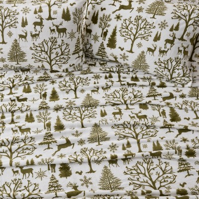Olive Enchanted Woods Queen Microfiber Deep Pocket Sheet Set