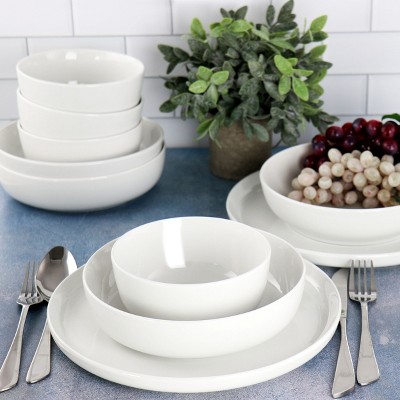 Avisala 12-Piece White Ceramic Dinnerware Set for Four