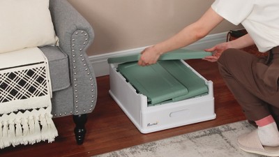 Green and White Enclosed Cat Litter Box with Scoop