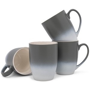 Elanze Designs Grey White Two Toned Ombre Matte 12 ounce Ceramic Stoneware Coffee Cup Mugs Set of 4 - 1 of 4