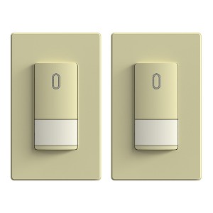 ELEGRP Senso r Light Switch, PIR Infrared Motion Activated Wall Switch No Neutral Wire, Single Pole for CFL/LED/Incandescent Bulb,UL Listed, Lvory 2P - 1 of 1