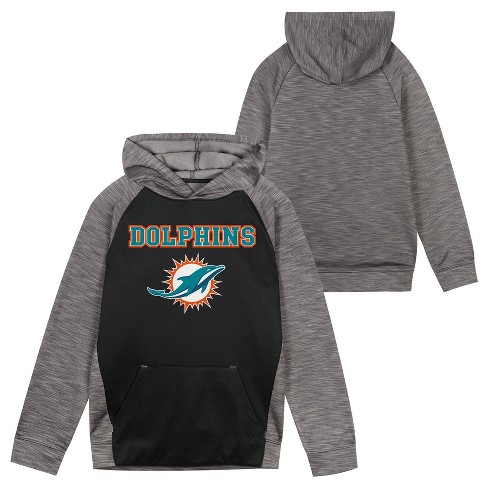 Nfl Miami Dolphins Boys' Black/gray Long Sleeve Hooded Sweatshirt : Target