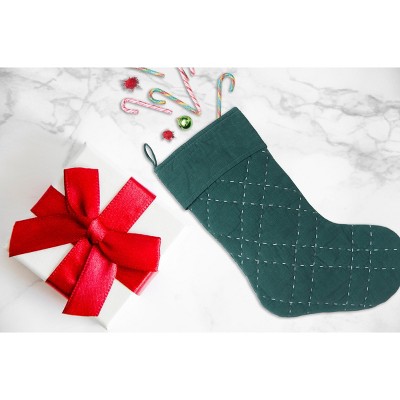 Green Quilted Cotton Christmas Stocking