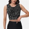 Anna-Kaci Women's Sleeveless Sequin Crop Top with Round Neckline and Sparkle Embellishment - 2 of 4
