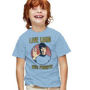 Boys' Star Trek Long Life T-Shirt Light Blue X Large - 1 of 4